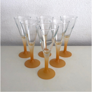 6x Champagne glazen - oranje voet